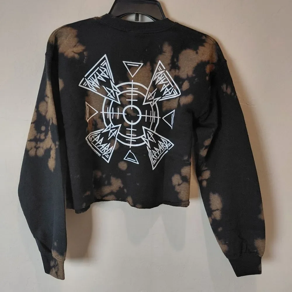 Junk Food Clothing Black and Tan Bleach Tie-Dye Cropped Sweatshirt